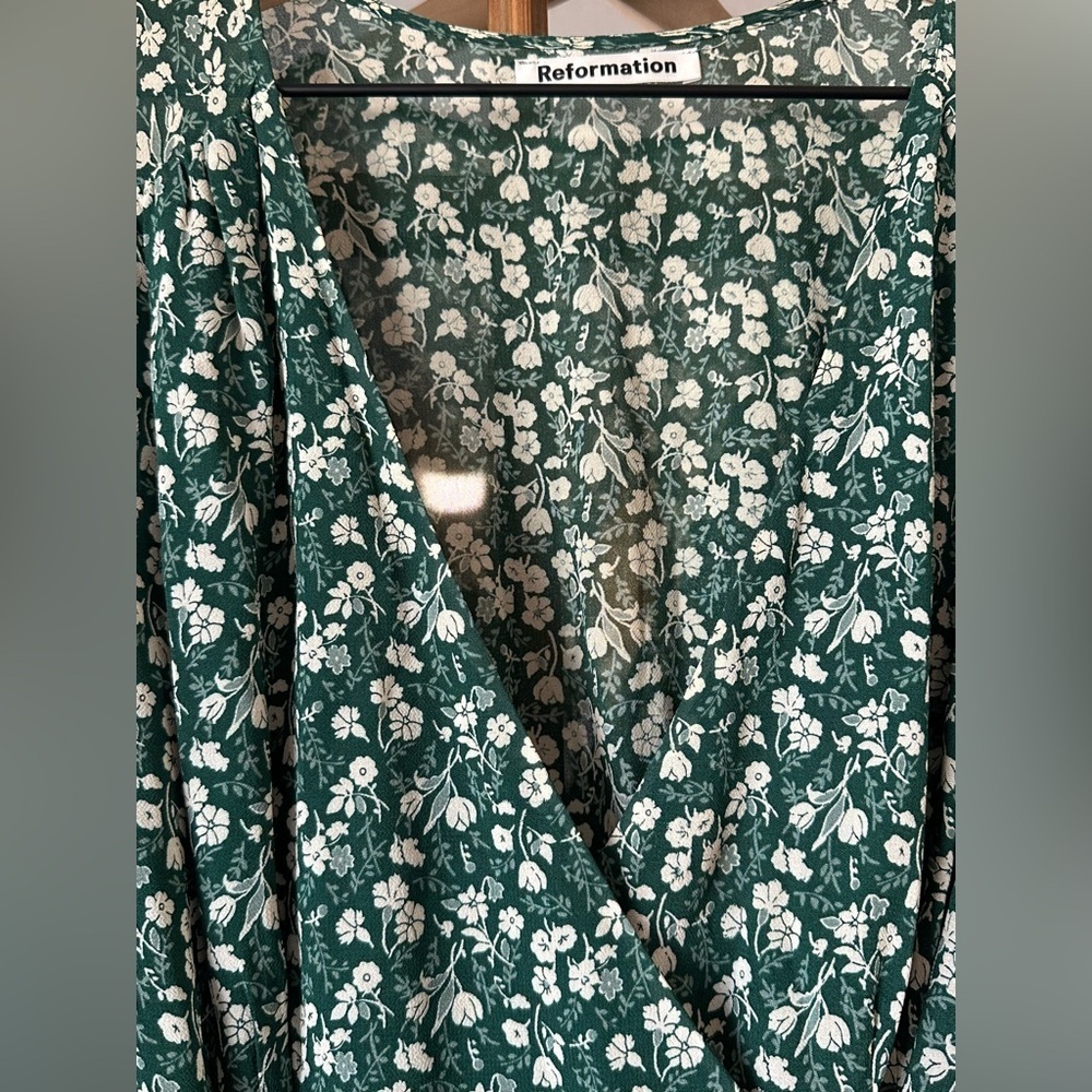 Reformation Susanna Midi Dress Vancouver Green Floral Size Small - see condition - Picture 5 of 13